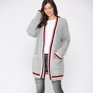 Varsity Striped Open Front Cardigan
